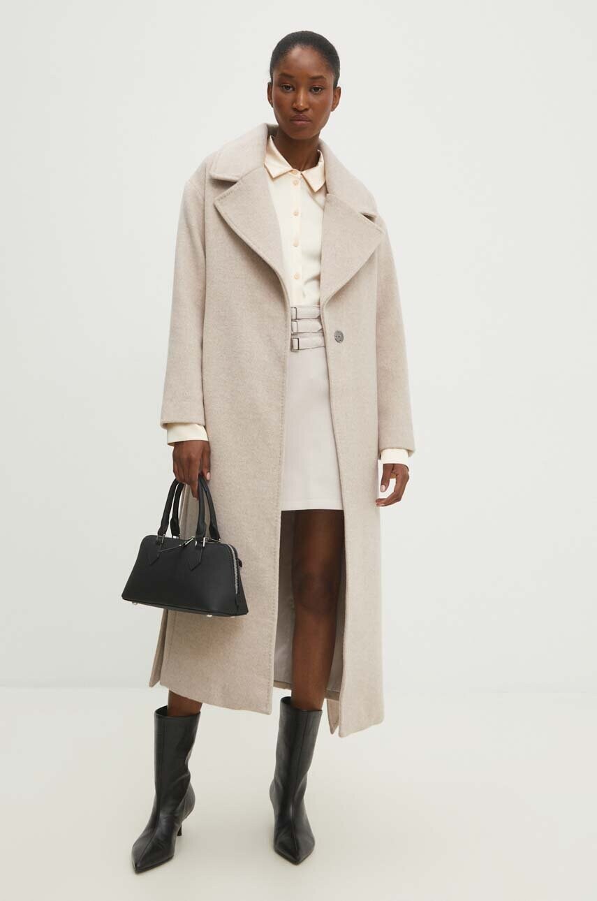 Вовняне пальто Answear Lab колір бежевий перехідний oversize