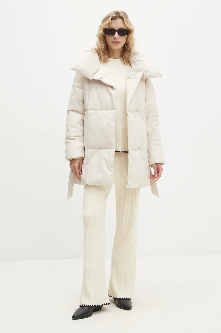 Куртка Answear Lab жіноча колір бежевий зимова oversize