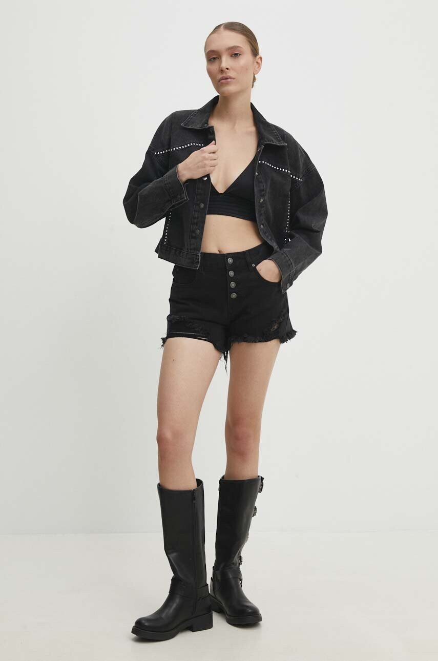 Джинсова куртка Answear Lab жіноча колір чорний перехідна oversize