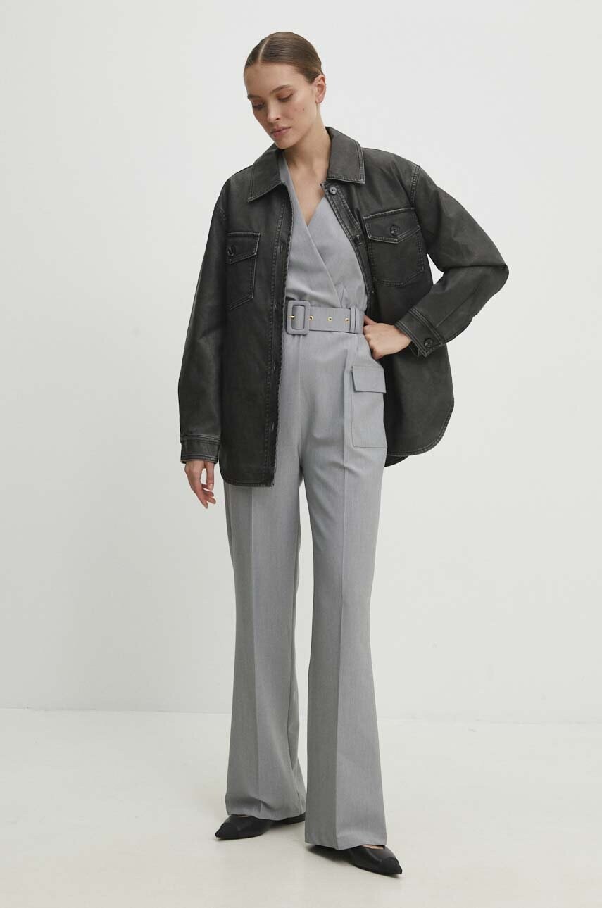 Куртка Answear Lab жіноча колір сірий перехідна oversize