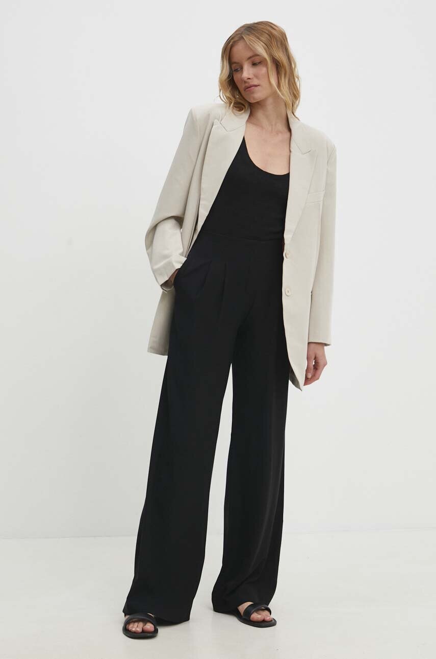 Піджак Answear Lab колір бежевий oversize однотонна
