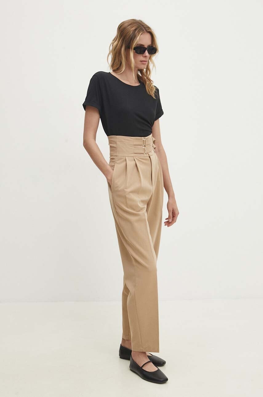Штани Answear Lab жіночі колір бежевий фасон chinos висока посадка