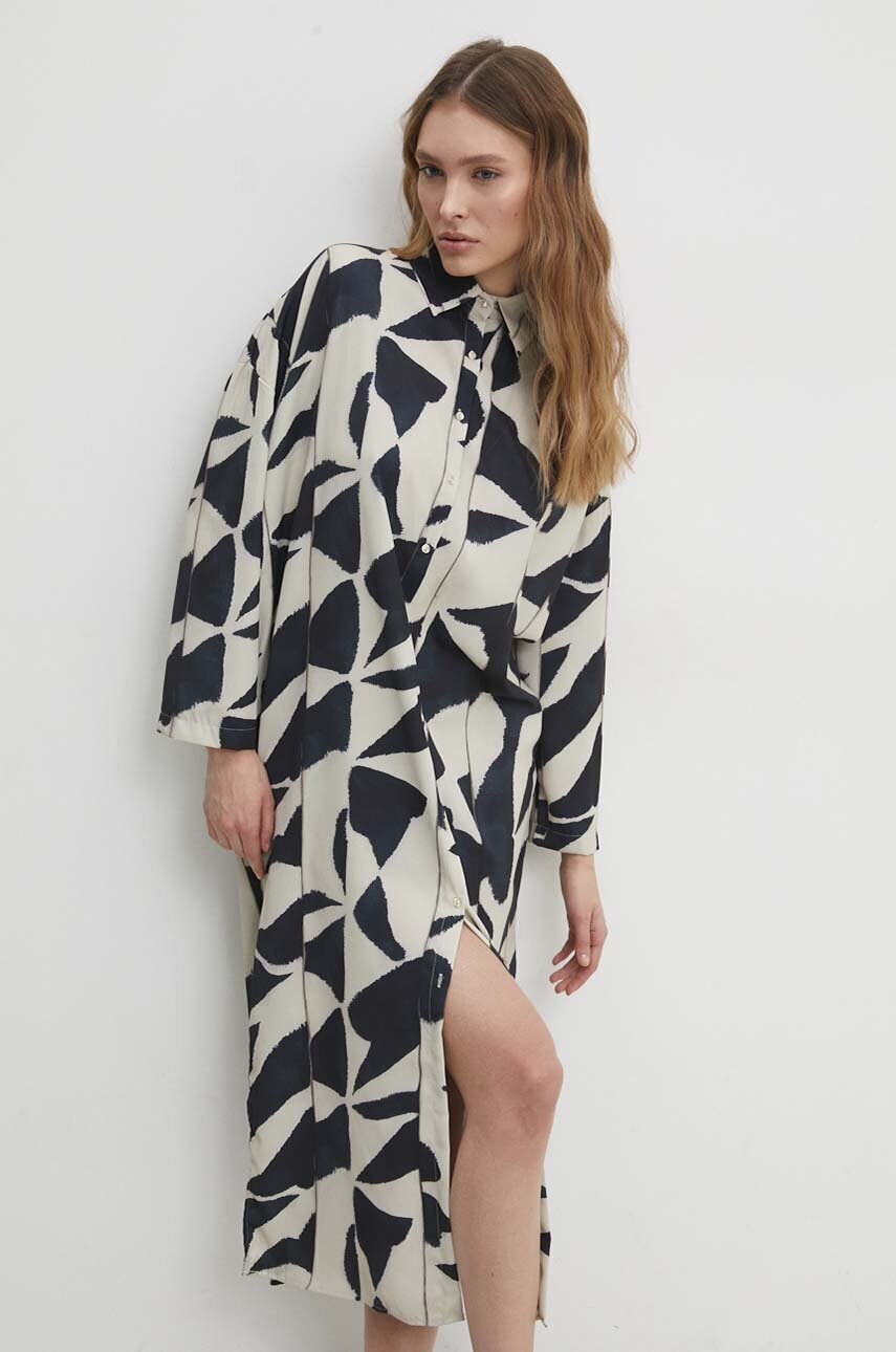 Сукня Answear Lab колір бежевий midi oversize