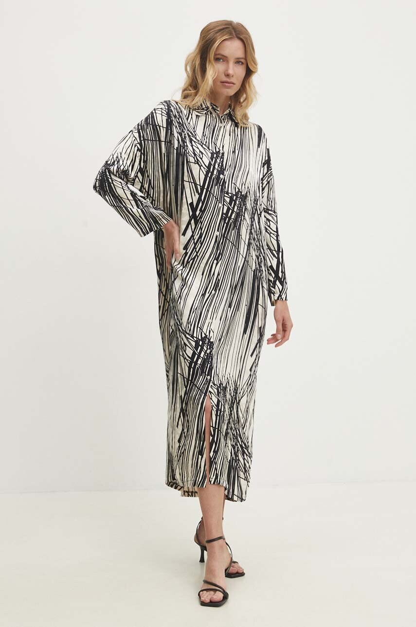 Сукня Answear Lab колір бежевий midi oversize