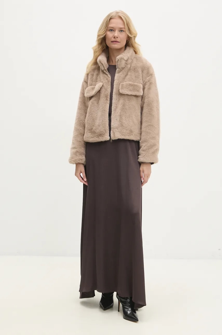 Пальто Answear Lab жіночий колір бежевий перехідний oversize