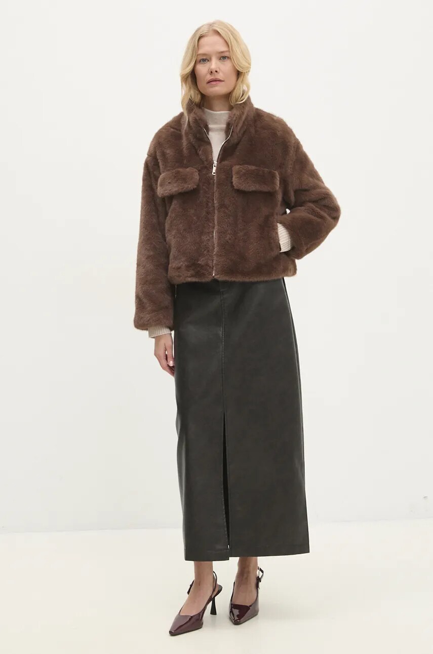 Пальто Answear Lab жіночий колір бежевий перехідний oversize