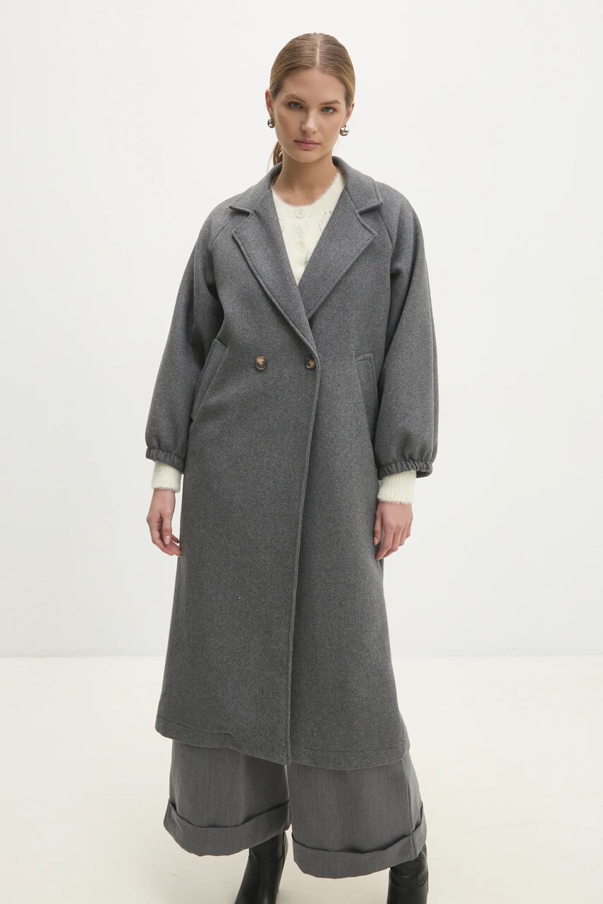 Вовняне пальто Answear Lab колір сірий перехідний oversize