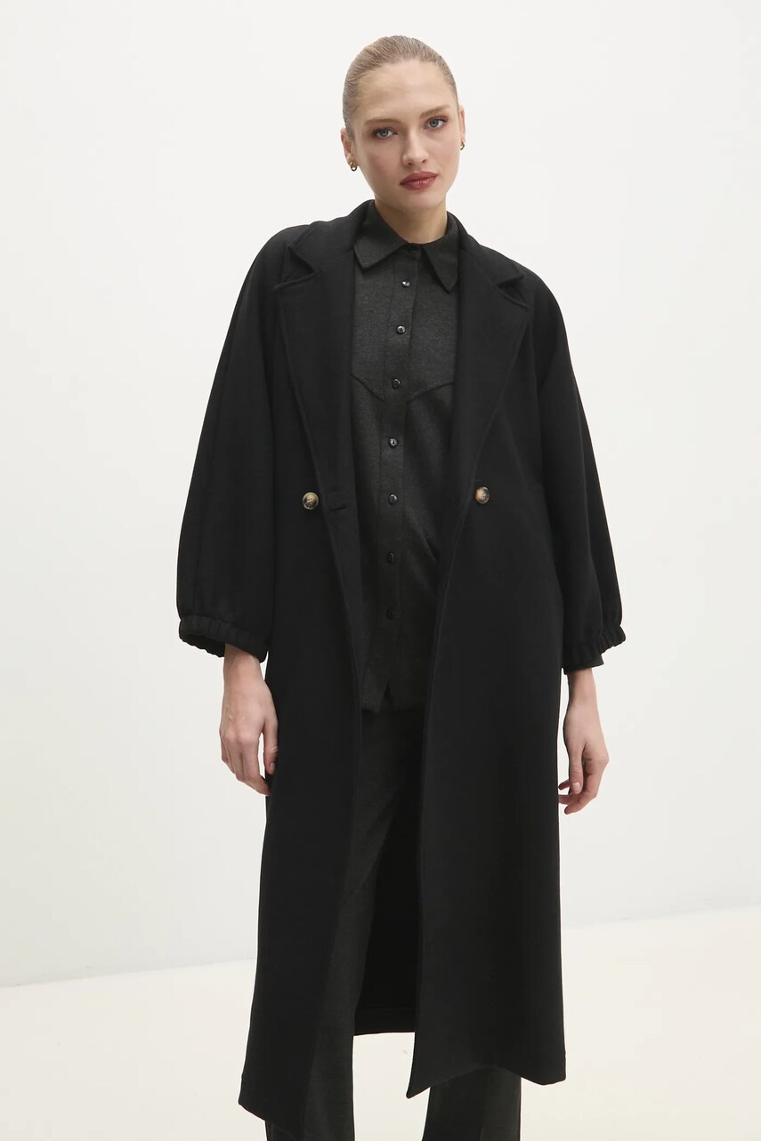 Вовняне пальто Answear Lab колір чорний перехідний oversize