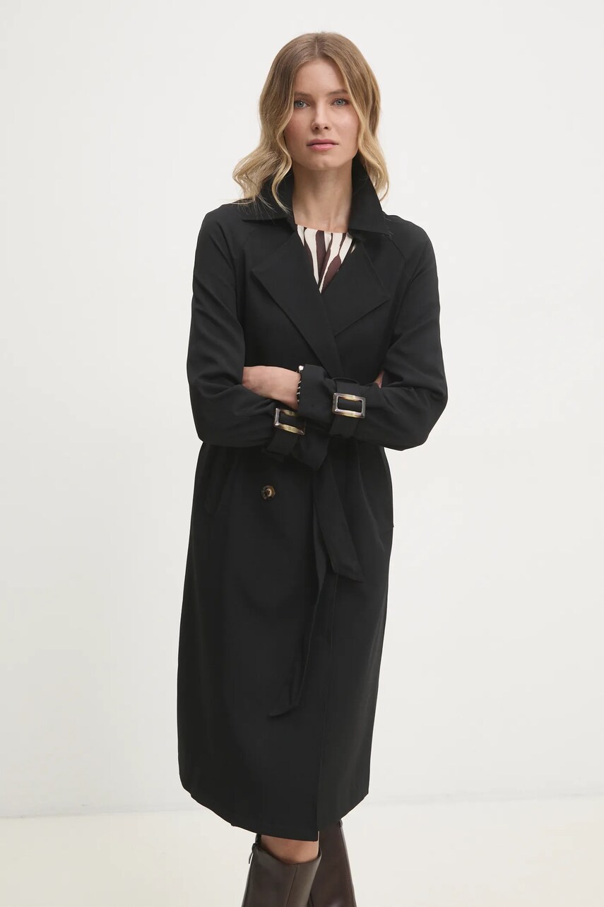 Тренч Answear Lab жіночий колір чорний перехідний oversize