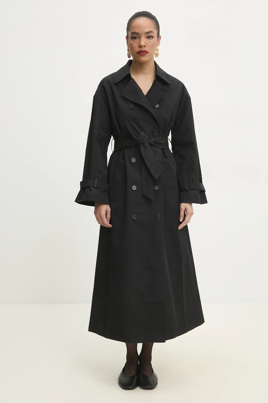 Тренч Answear Lab жіночий колір чорний перехідний oversize