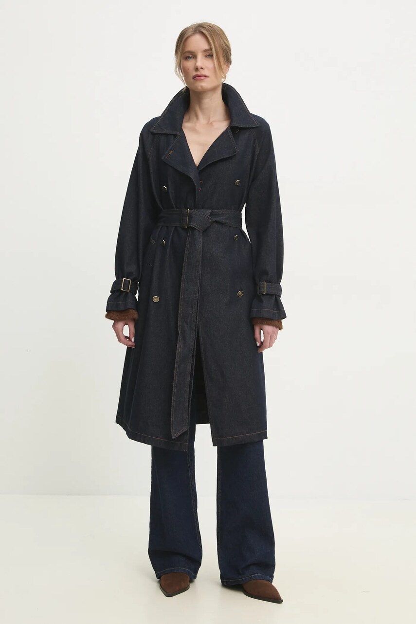 Джинсовий плащ Answear Lab жіночий колір синій перехідний oversize
