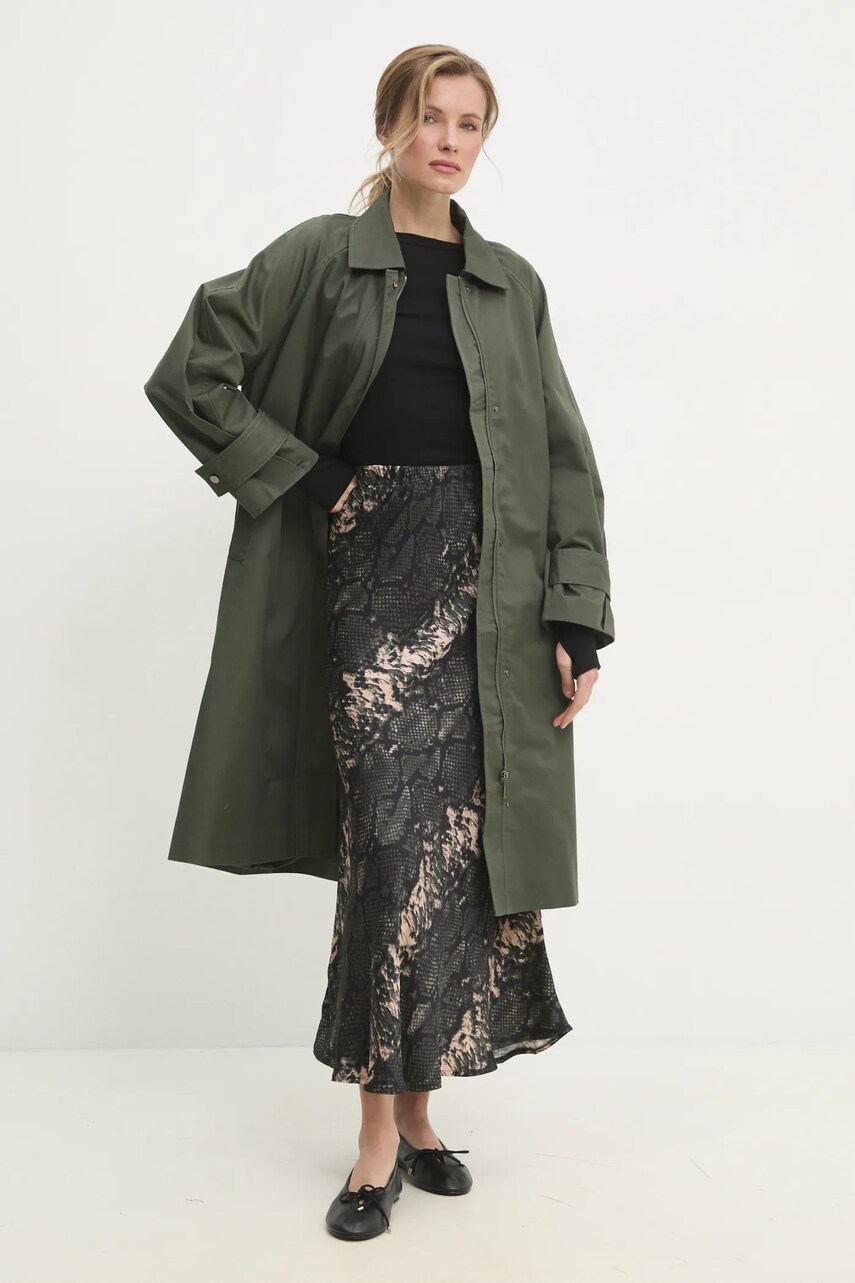 Пальто Answear Lab жіночий колір зелений перехідний oversize