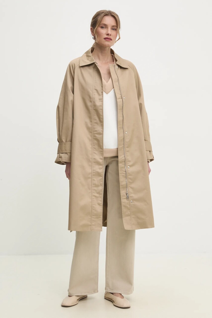 Пальто Answear Lab жіночий колір бежевий перехідний oversize
