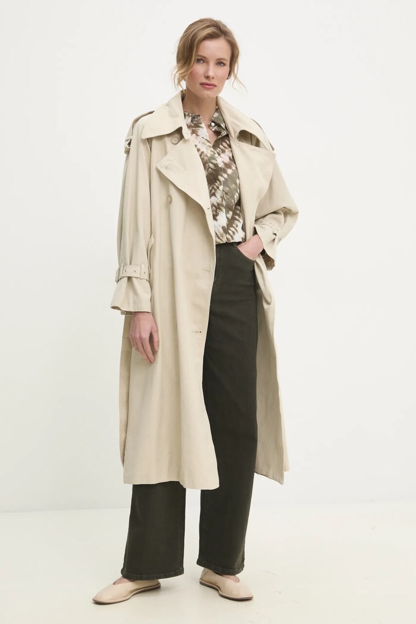 Джинсовий тренч Answear Lab жіночий колір бежевий перехідний oversize