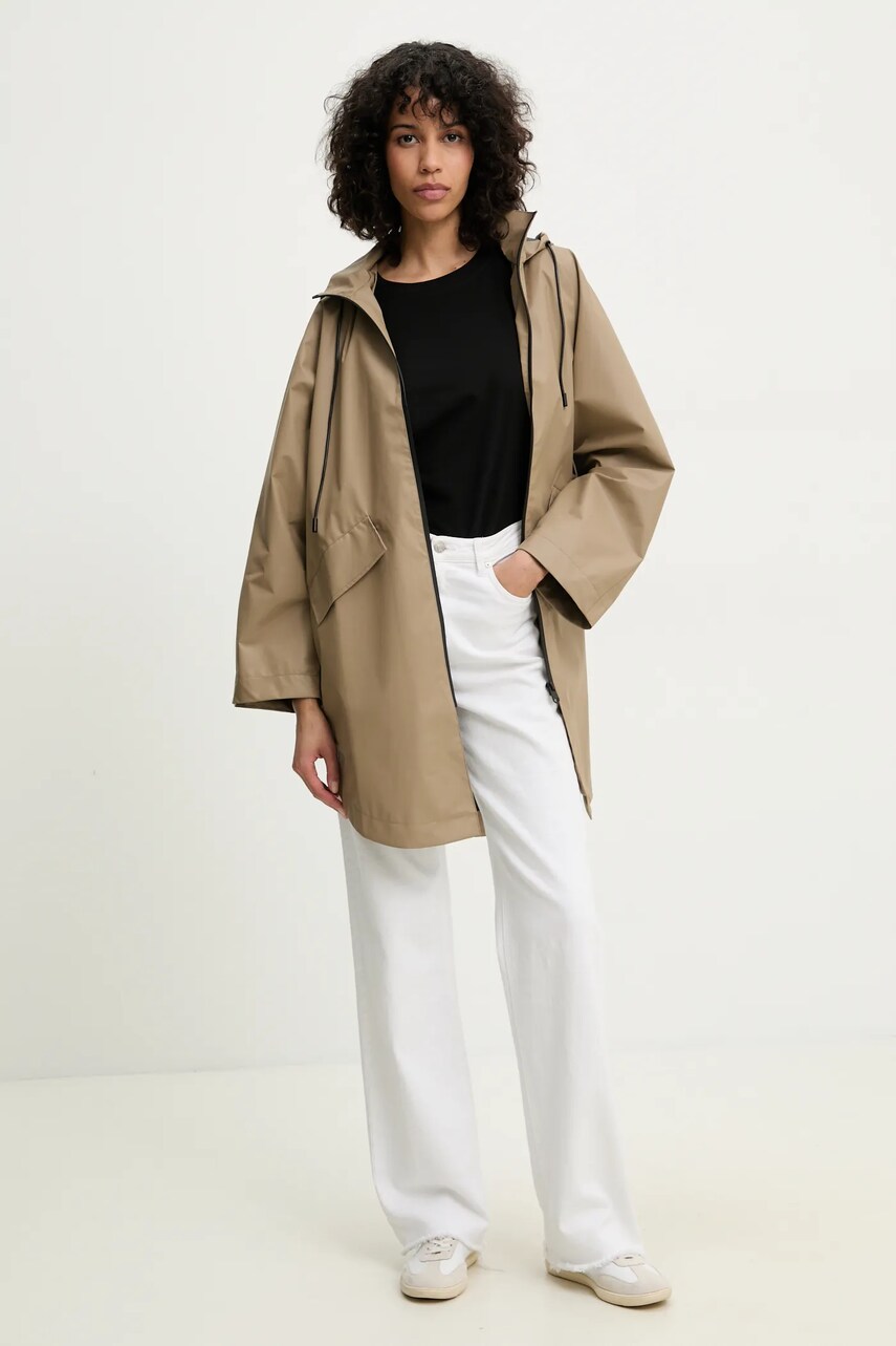 Пальто Answear Lab жіночий колір бежевий перехідний oversize