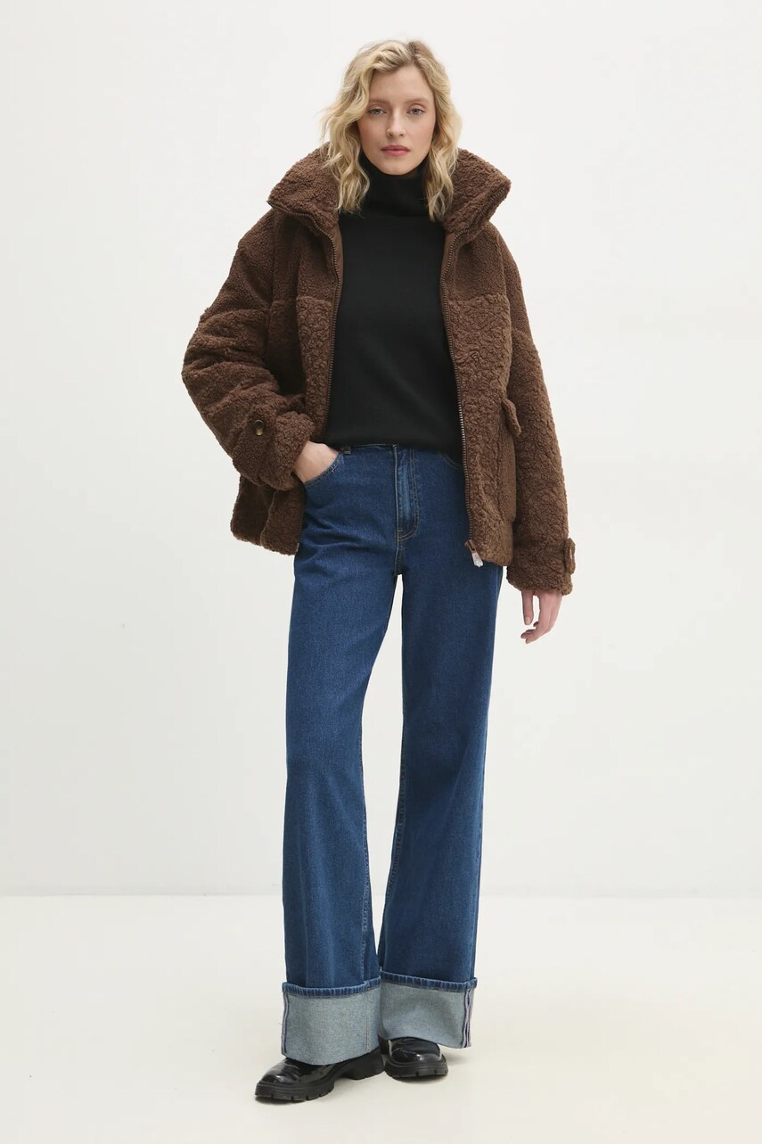 Куртка Answear Lab жіноча колір коричневий перехідна oversize