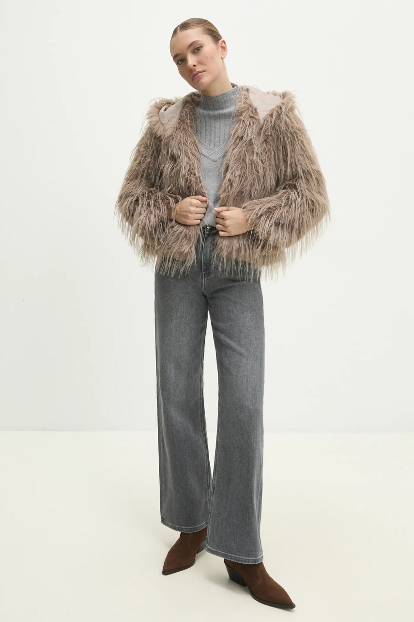 Куртка Answear Lab жіноча колір коричневий перехідна oversize