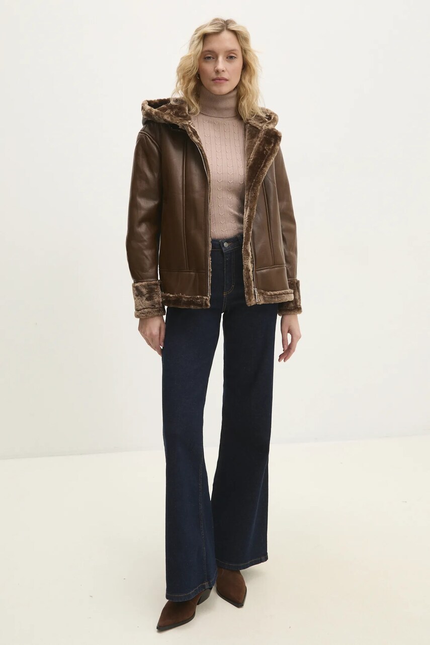 Куртка Answear Lab жіноча колір коричневий перехідна oversize