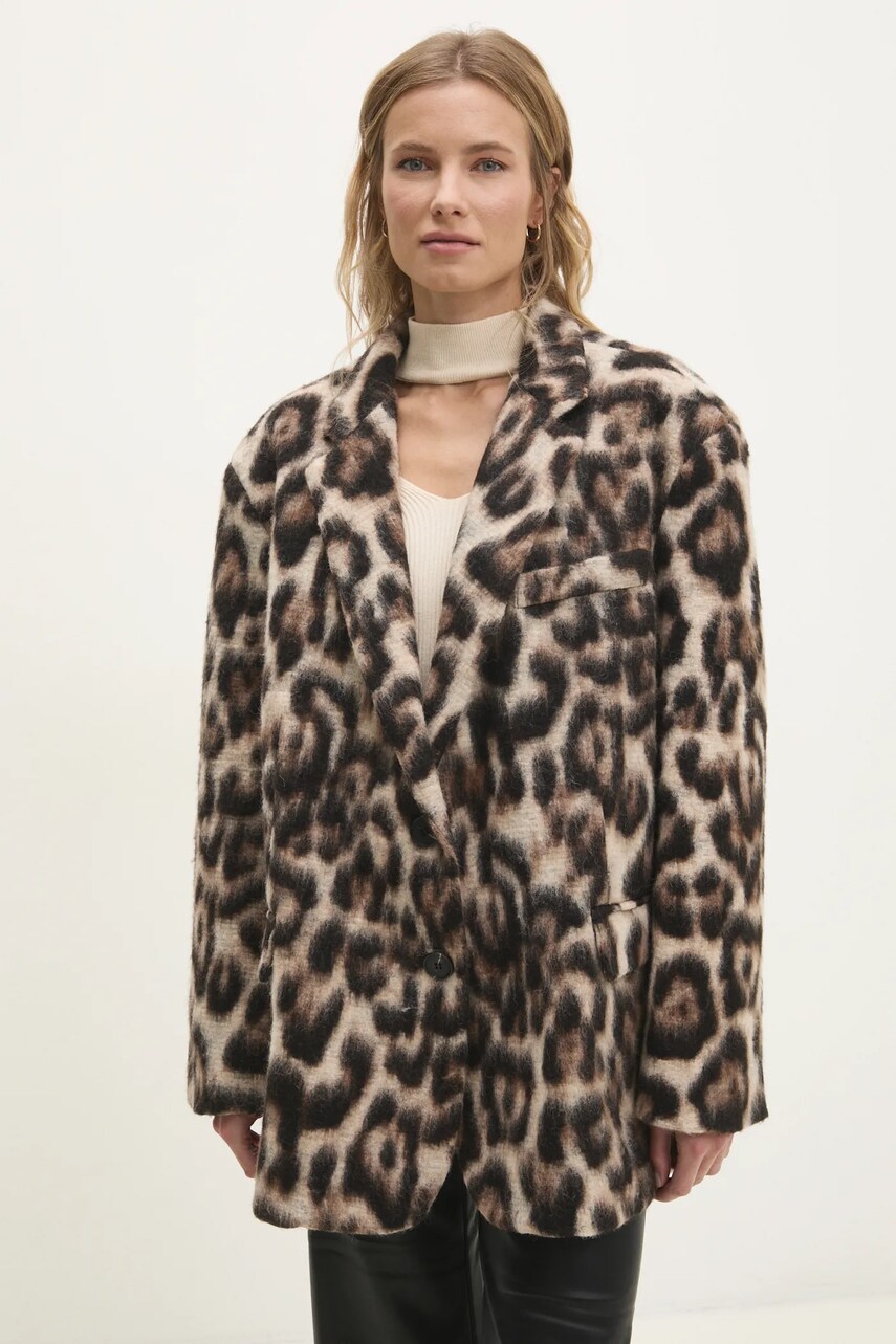 Пальто з вовною Answear Lab колір бежевий перехідний oversize
