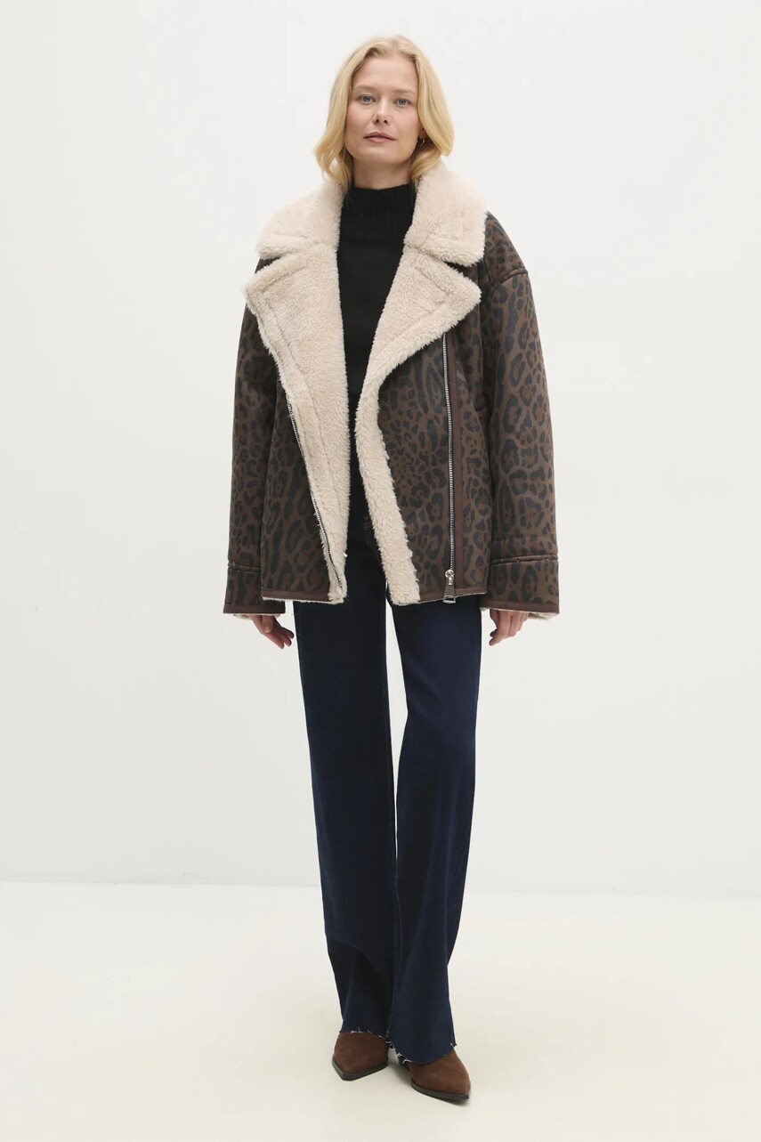 Куртка Answear Lab жіноча колір коричневий перехідна oversize