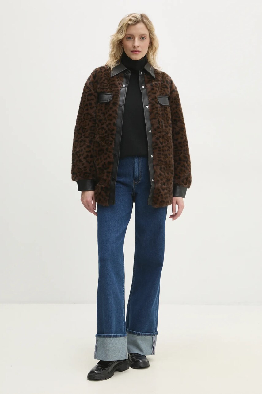 Куртка Answear Lab жіноча колір коричневий перехідна oversize