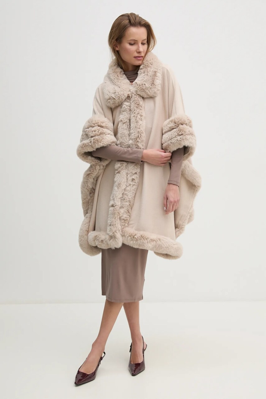 Пальто Answear Lab жіночий колір бежевий перехідний oversize