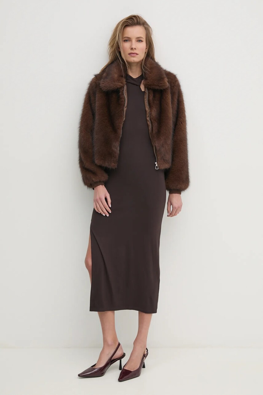 Куртка Answear Lab жіноча колір коричневий перехідна oversize
