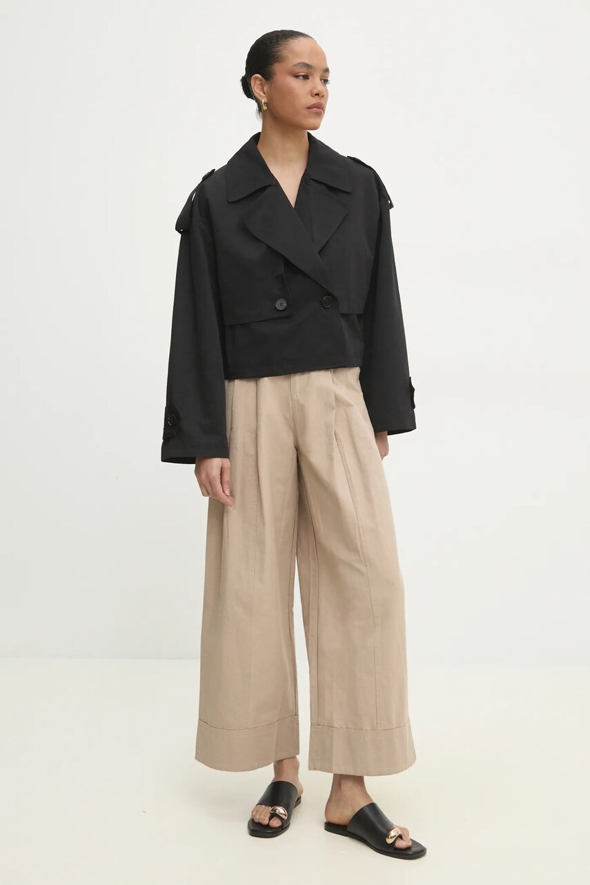 Тренч Answear Lab жіночий колір чорний перехідний oversize