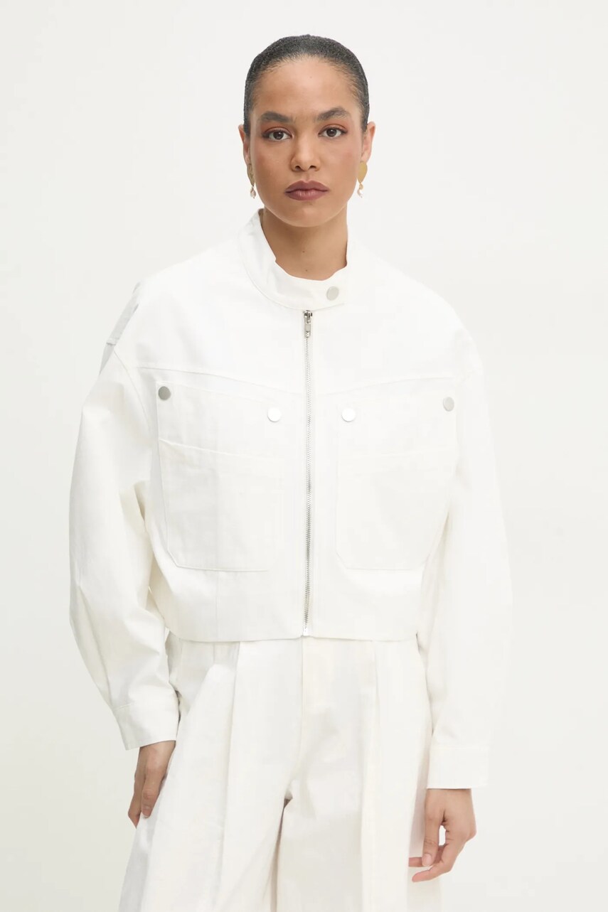 Бавовняна куртка Answear Lab колір білий перехідна oversize