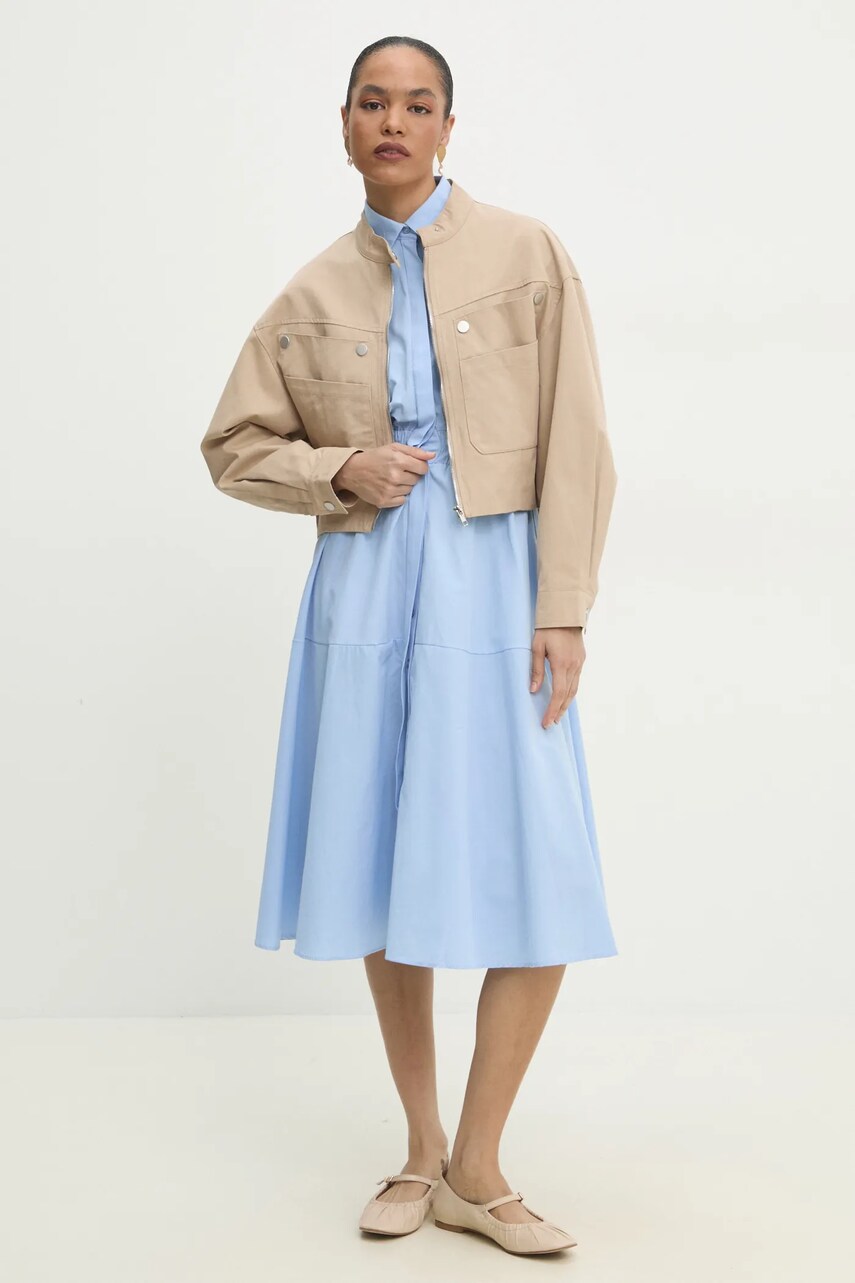 Бавовняна куртка Answear Lab колір бежевий перехідна oversize