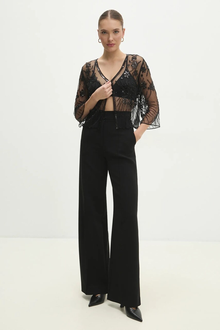 Накидка Answear Lab колір чорний oversize візерунок