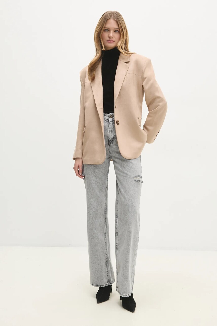 Піджак Answear Lab колір бежевий oversize однотонна