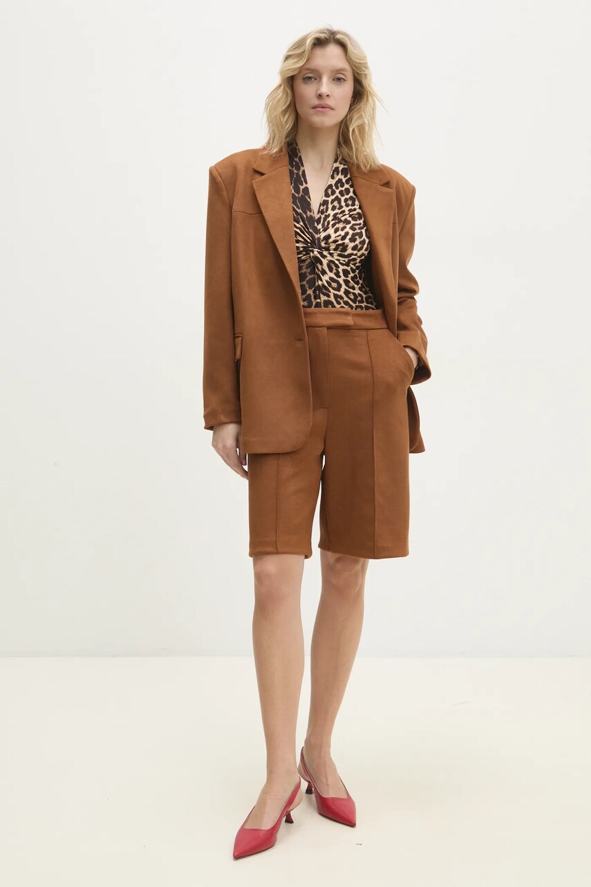 Піджак Answear Lab колір коричневий oversize однотонна