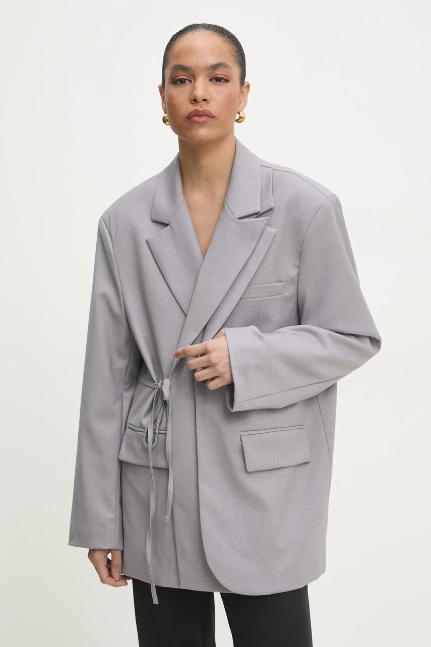 Піджак Answear Lab колір сірий oversize однотонний