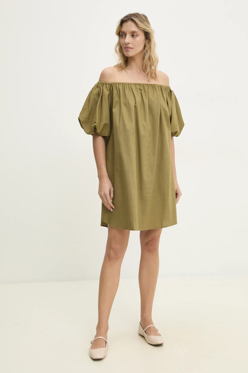 Льняна сукня Answear Lab колір зелений mini oversize