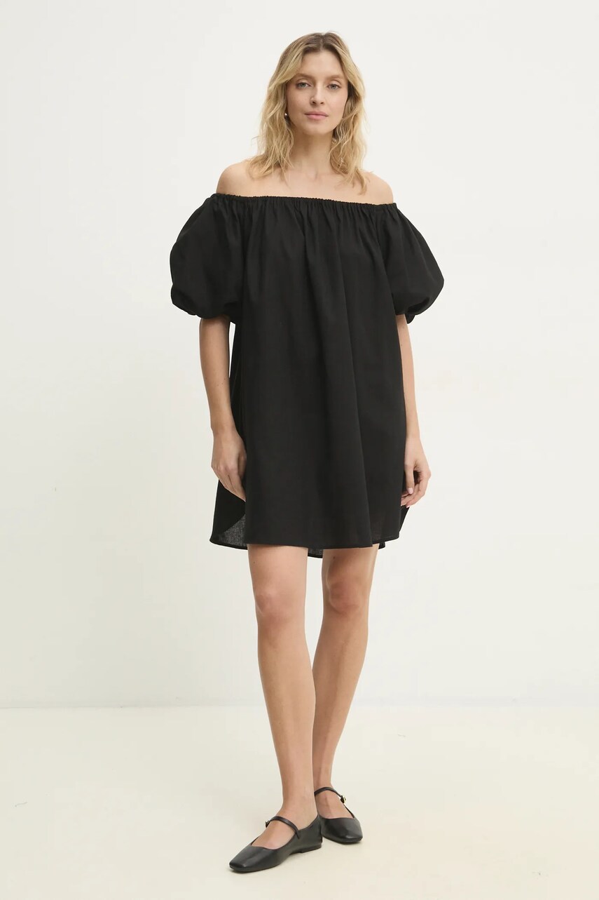 Льняна сукня Answear Lab колір чорний mini oversize