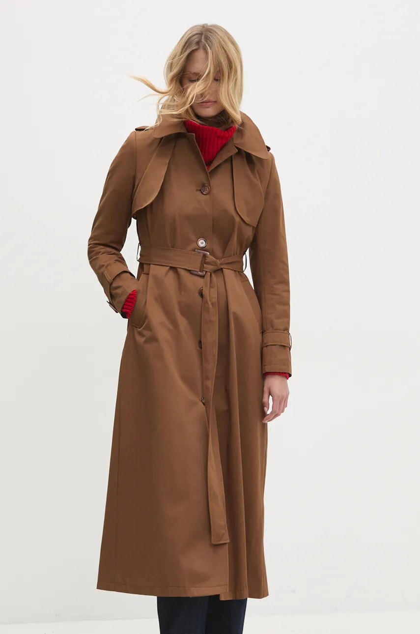 Тренч Answear Lab жіночий колір коричневий перехідний oversize
