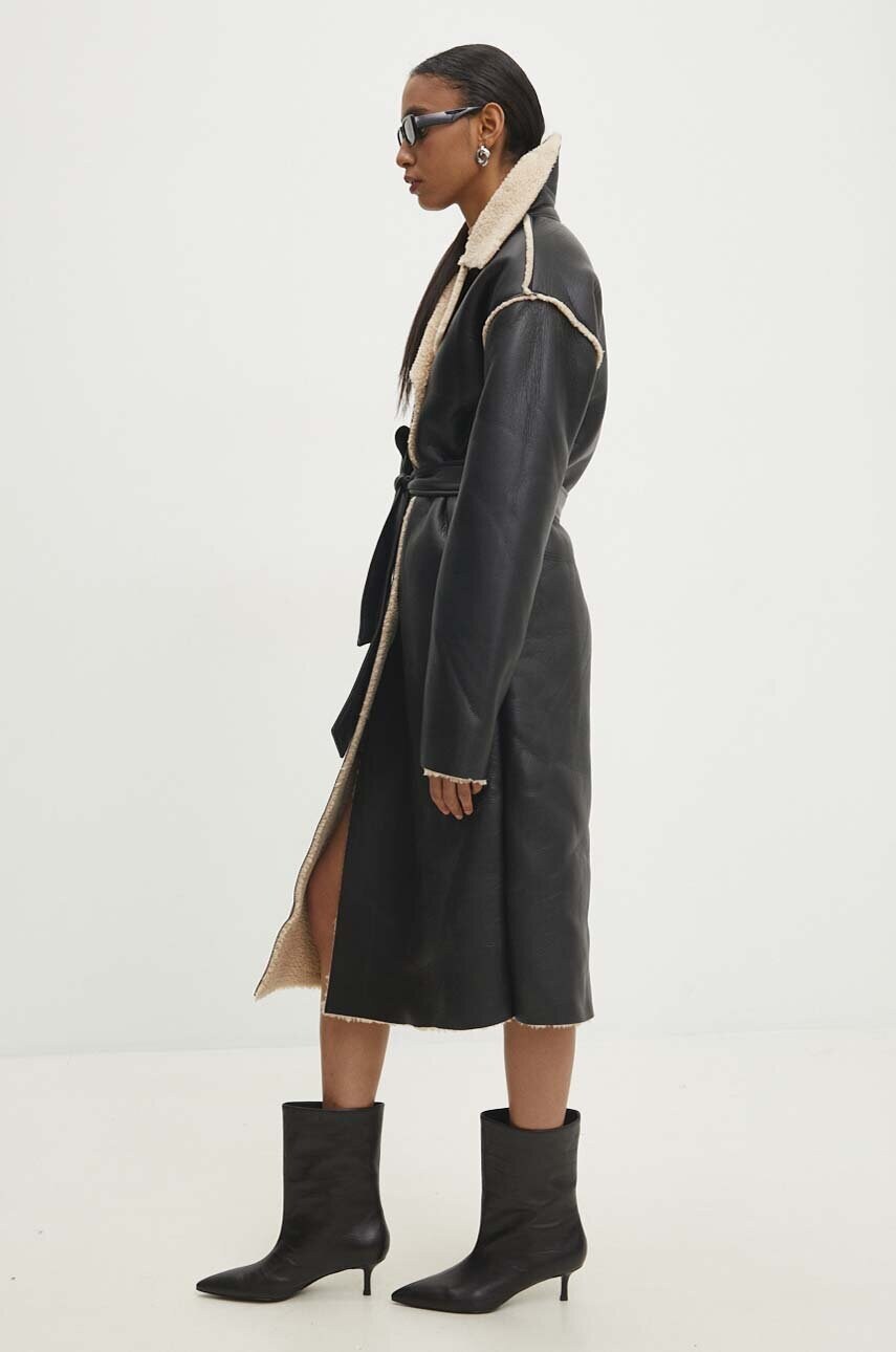 Пальто Answear Lab жіночий колір чорний перехідний oversize