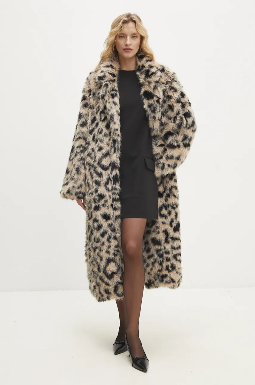 Пальто Answear Lab жіночий колір бежевий перехідний oversize