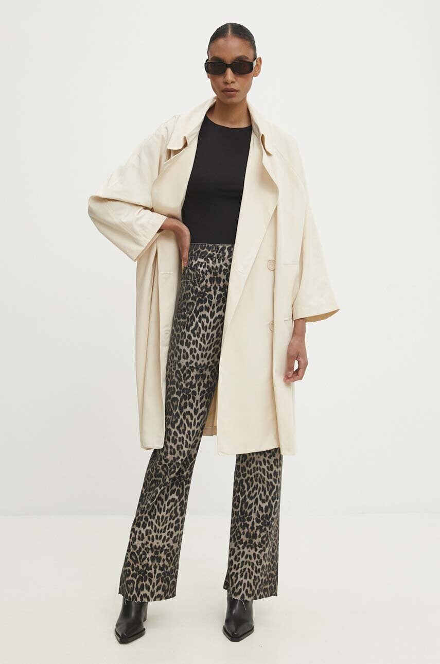 Тренч Answear Lab жіночий колір бежевий перехідний oversize