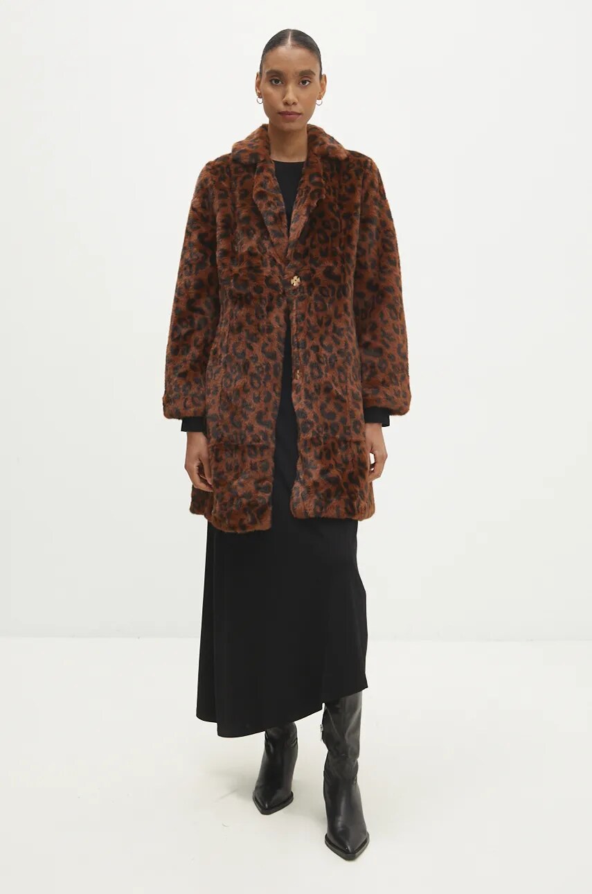 Пальто Answear Lab жіночий колір коричневий перехідний oversize