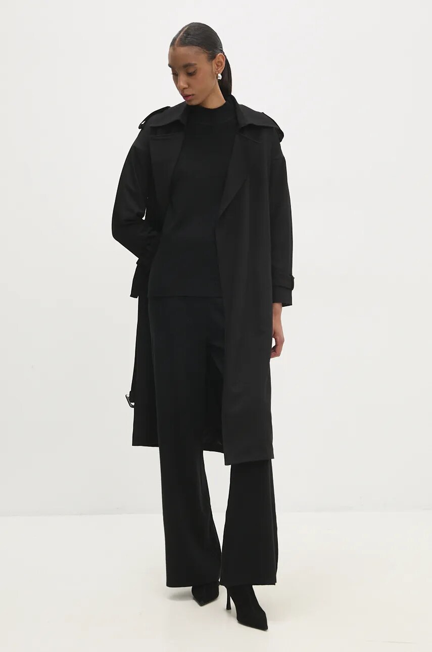 Пальто Answear Lab жіночий колір чорний перехідний oversize