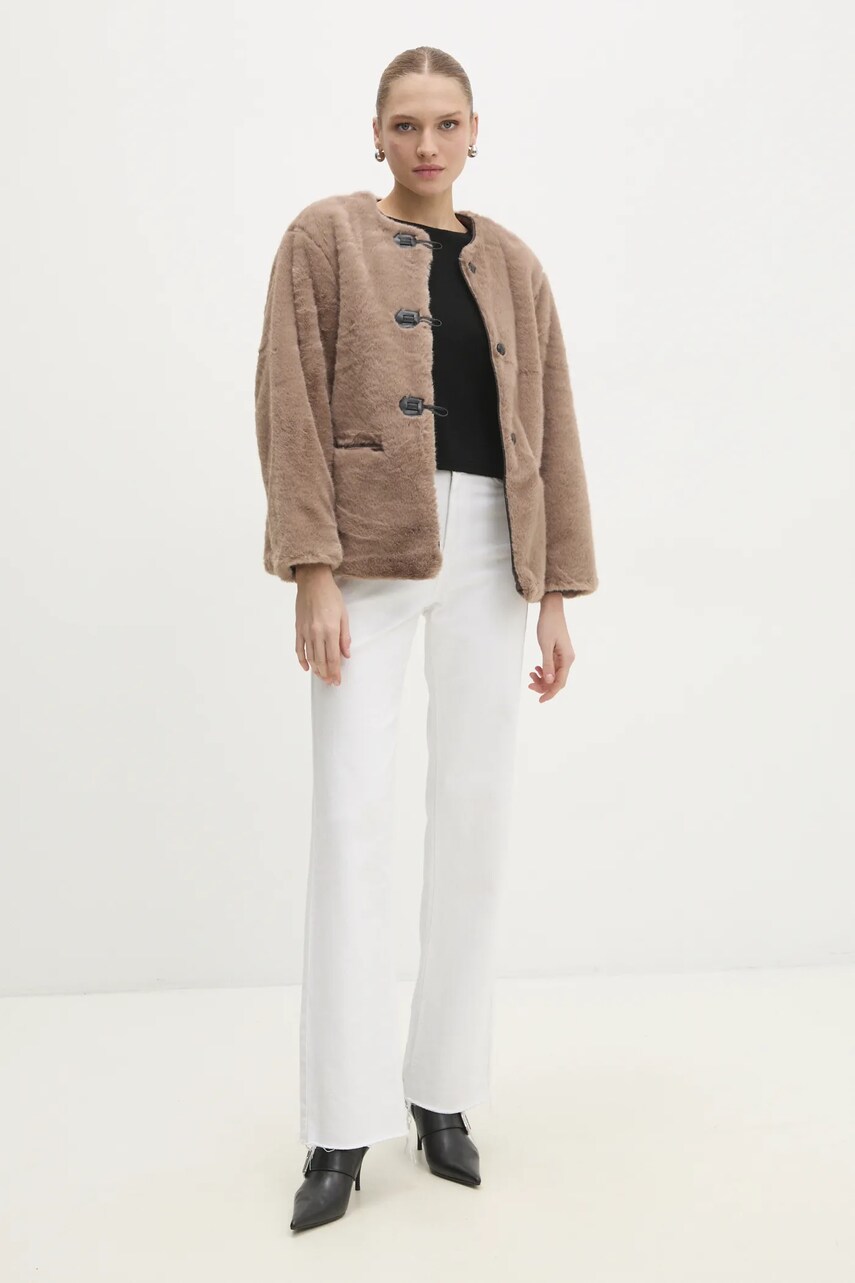 Куртка Answear Lab жіноча колір бежевий перехідна oversize