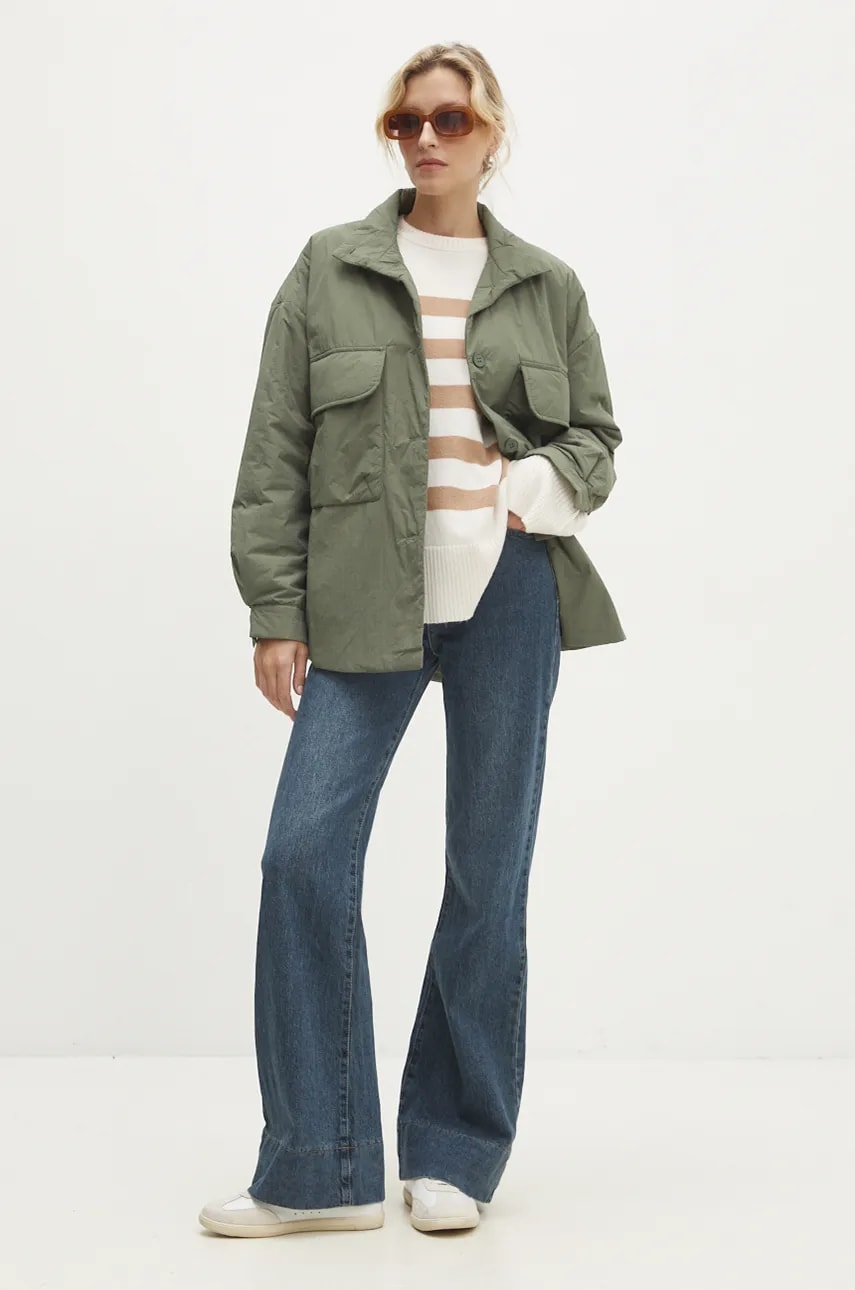 Куртка Answear Lab жіноча колір зелений перехідна oversize