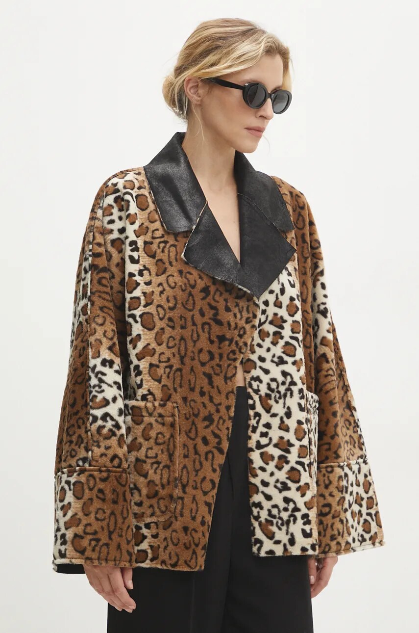 Двосторонній плащ Answear Lab жіночий колір чорний перехідний oversize