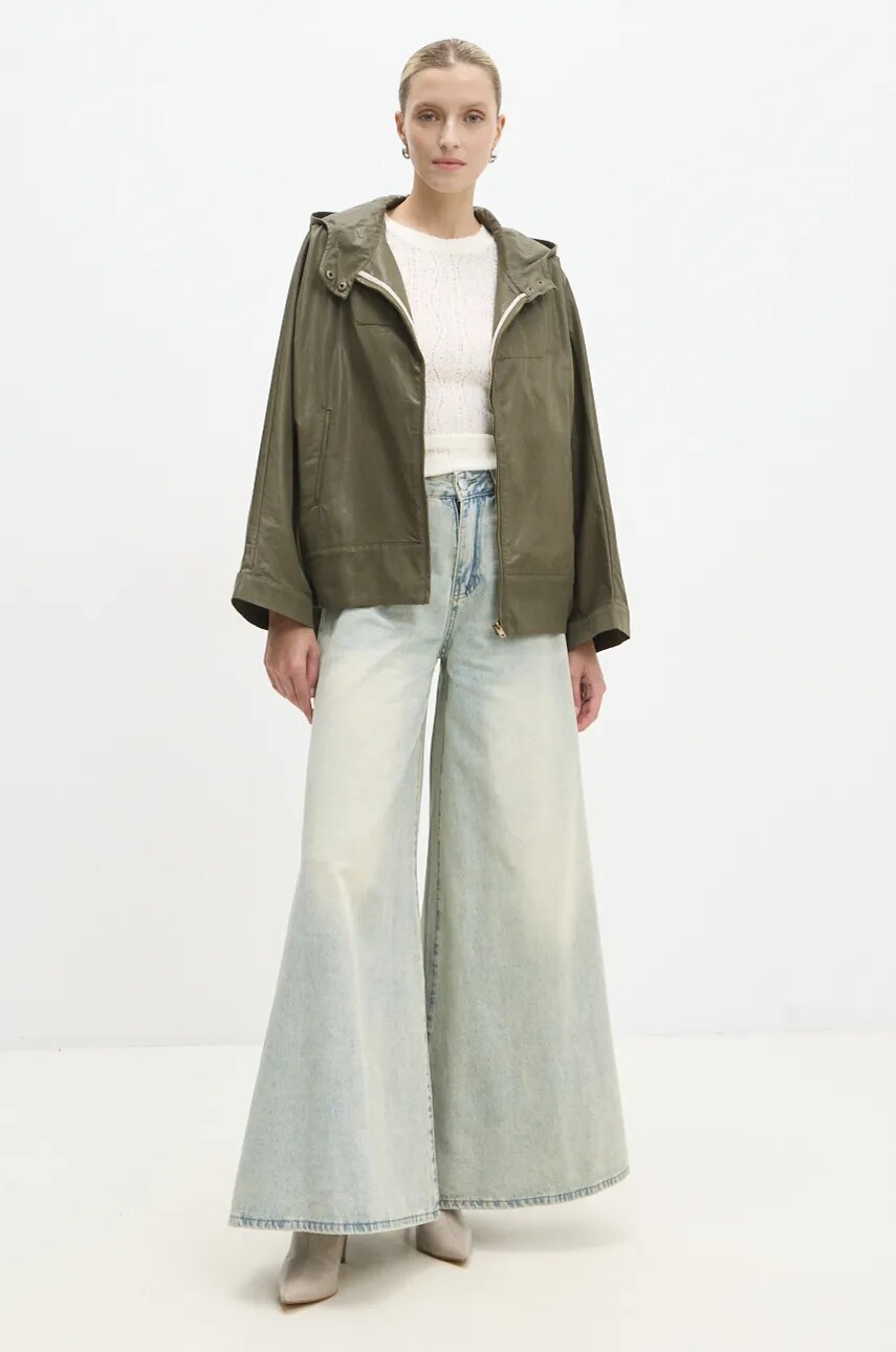 Куртка Answear Lab жіноча колір зелений перехідна oversize