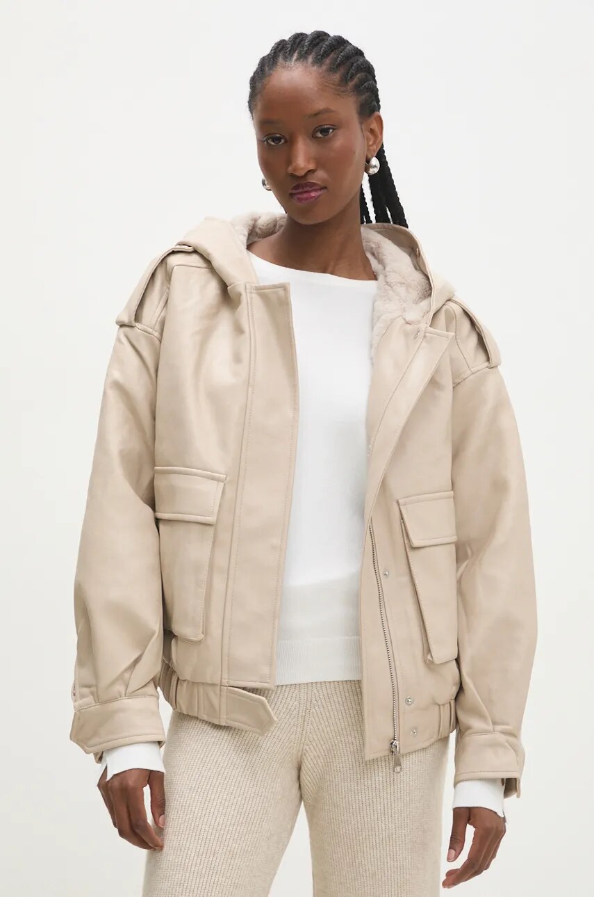 Куртка Answear Lab жіноча колір бежевий перехідна oversize