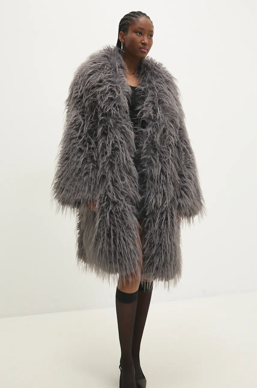 Пальто Answear Lab жіночий колір сірий перехідний oversize