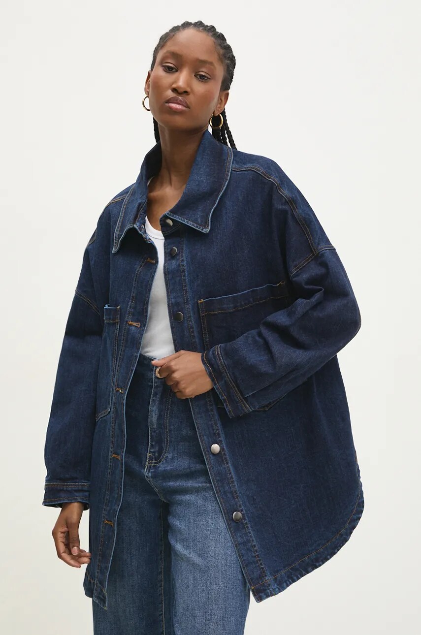 Джинсова куртка Answear Lab жіноча колір синій перехідна oversize