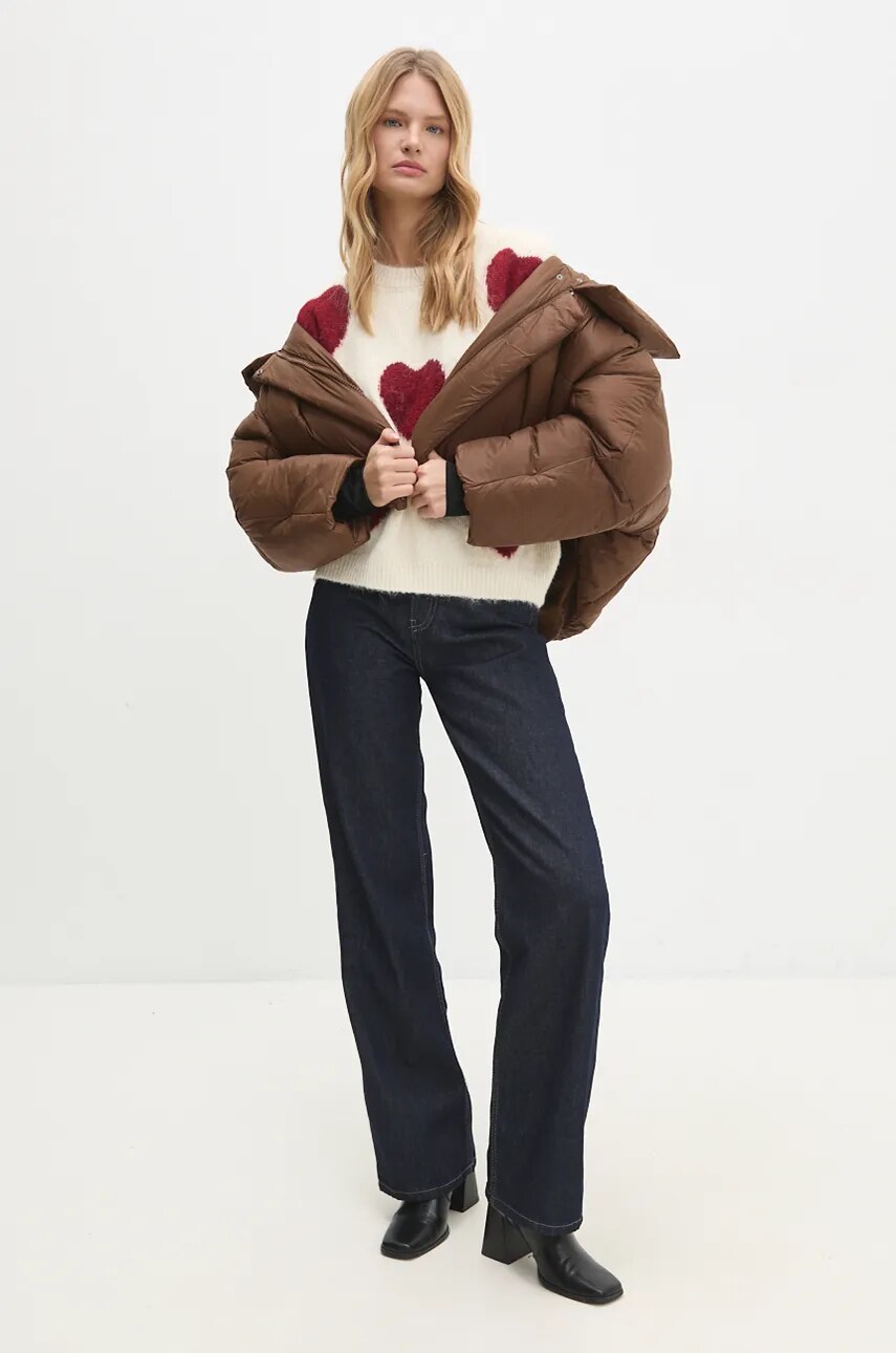Куртка Answear Lab жіноча колір коричневий зимова oversize